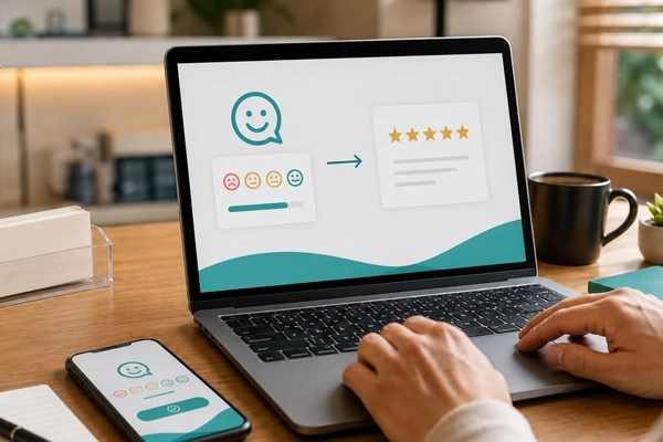 Cliente deixando avaliação no Google em estratégia de reputação para Como automatizar pedidos de avaliação no Google com segurança