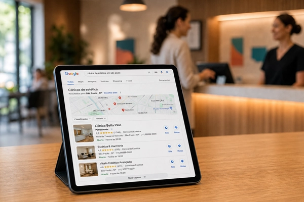 Cliente deixando avaliação no Google em estratégia de reputação para Avaliações recentes importam mais? Como frequência de avaliações afeta a percepção