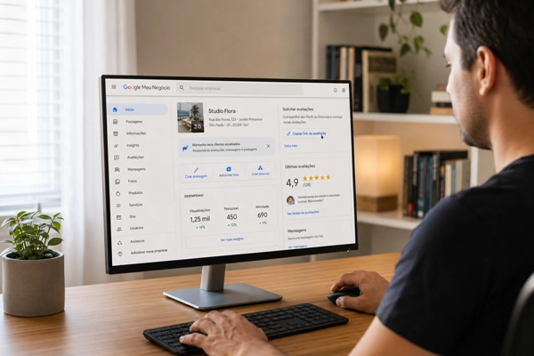 Cliente deixando avaliação no Google em estratégia de reputação para Link de avaliação Google: como criar, usar e aumentar respostas